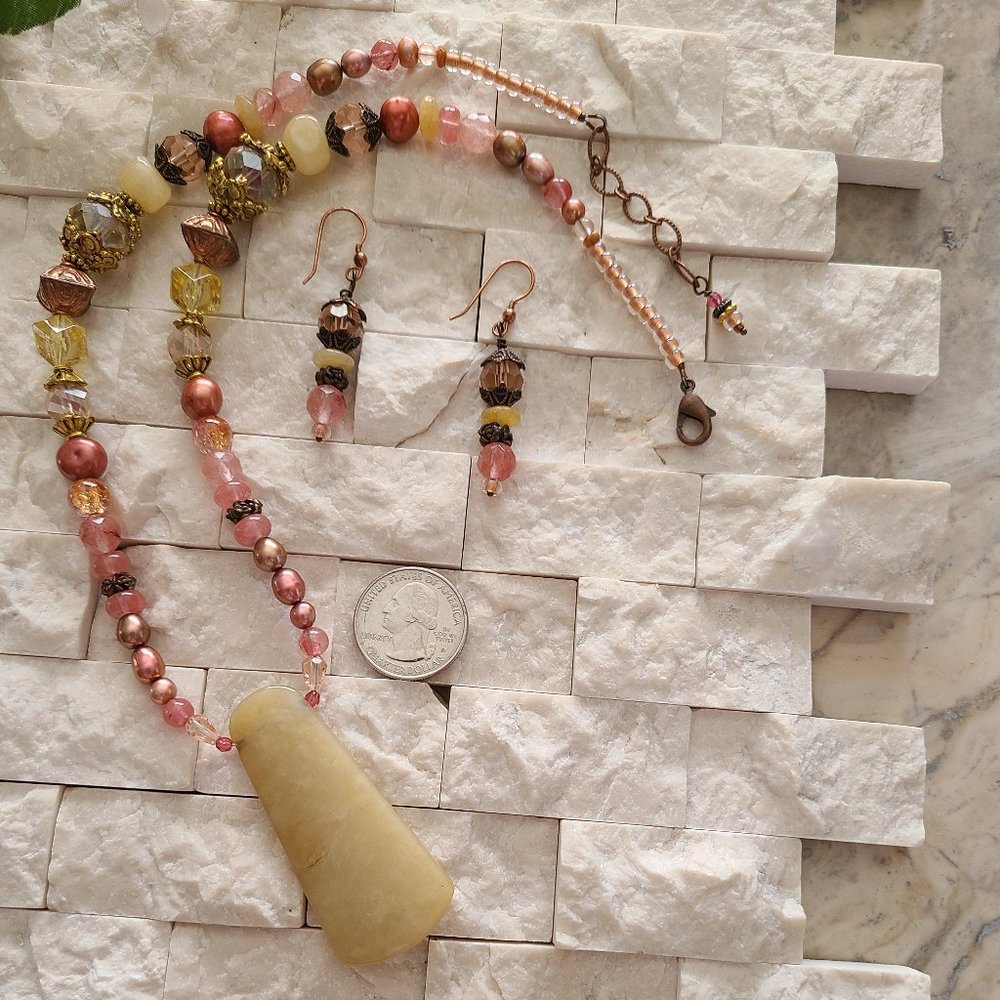 Warm Yellow Jade with Pink